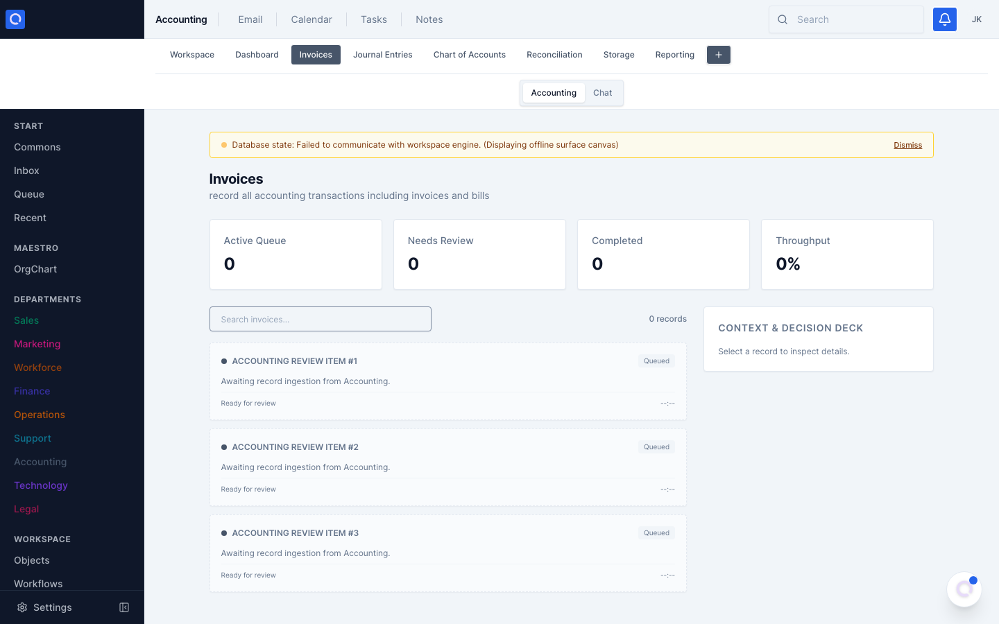 Live accounting invoice ledger and payment reconciliation dashboard for trade contractors